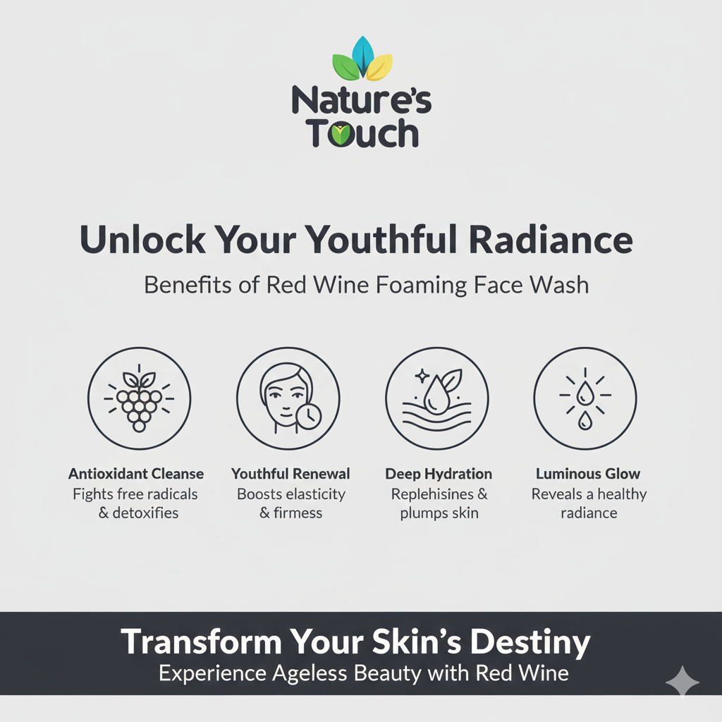 Nature's Touch | Red Wine Foaming Face Wash: Antioxidant Cleanse for Youthful Radiance