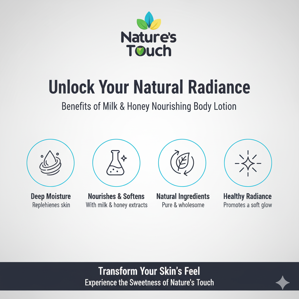 Nature's Touch | Milk & Honey Nourishing Body Lotion for Soft, Supple Skin