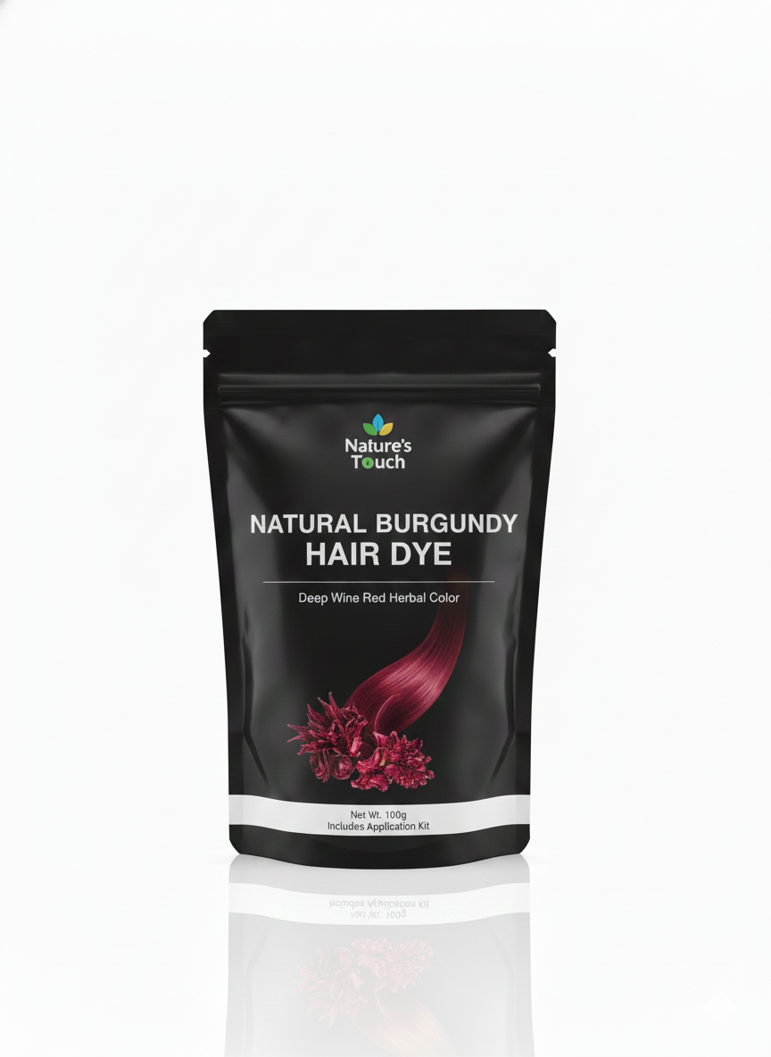 Natures Touch Natural Burgundy Hair Dye | Deep Wine Red Herbal Color