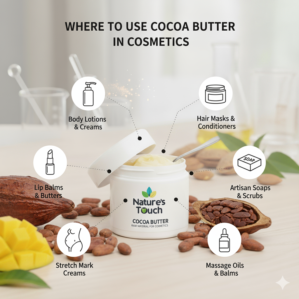 Pure Unrefined Cocoa Butter: Deeply Moisturizing & Solid Raw Material