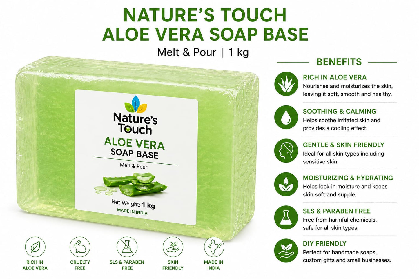 Bulk Aloe Vera Melt and Pour Soap Base | Soothing & Hydrating Cosmetic Raw Material