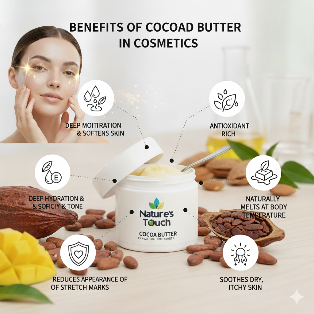 Pure Unrefined Cocoa Butter: Deeply Moisturizing & Solid Raw Material