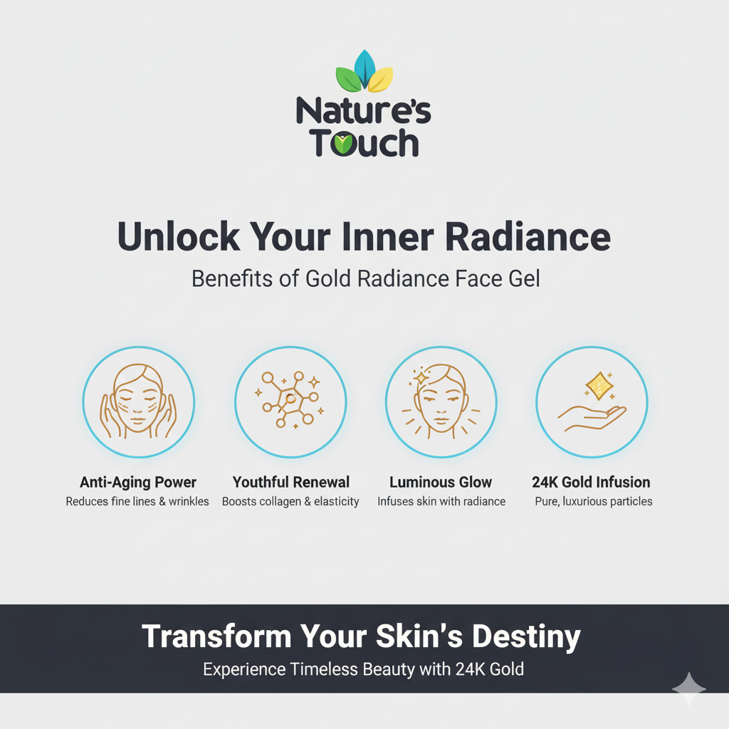 Nature's Touch | Gold Radiance Face Gel with 24K Gold for Anti-Aging & Luminous Skin