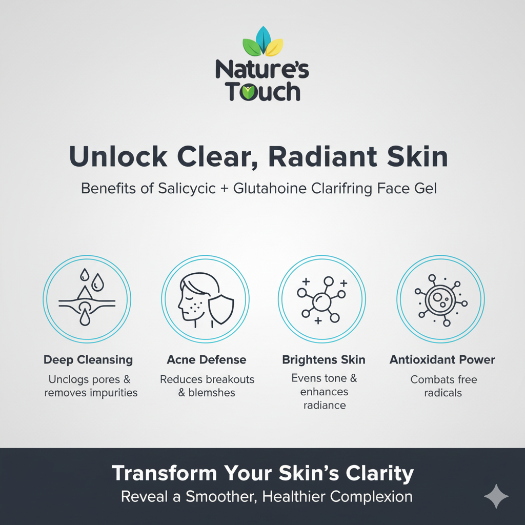 Nature's Touch | Salicylic Acid + Glutathione Clarifying Face Gel for Acne & Brightening