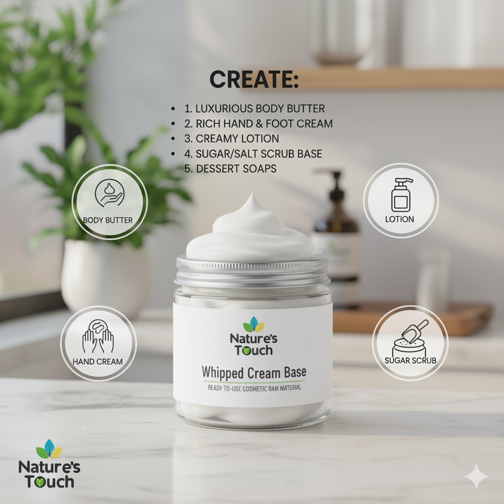 Nature's Touch: Wholesale Whipped Cream Base | Premium Foaming Bath Butter Raw Material for Soap & Scrub Making