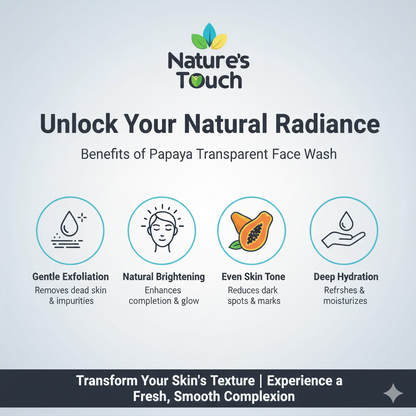 Nature's Touch | Papaya Transparent Face Wash for Gentle Exfoliation & Brightening