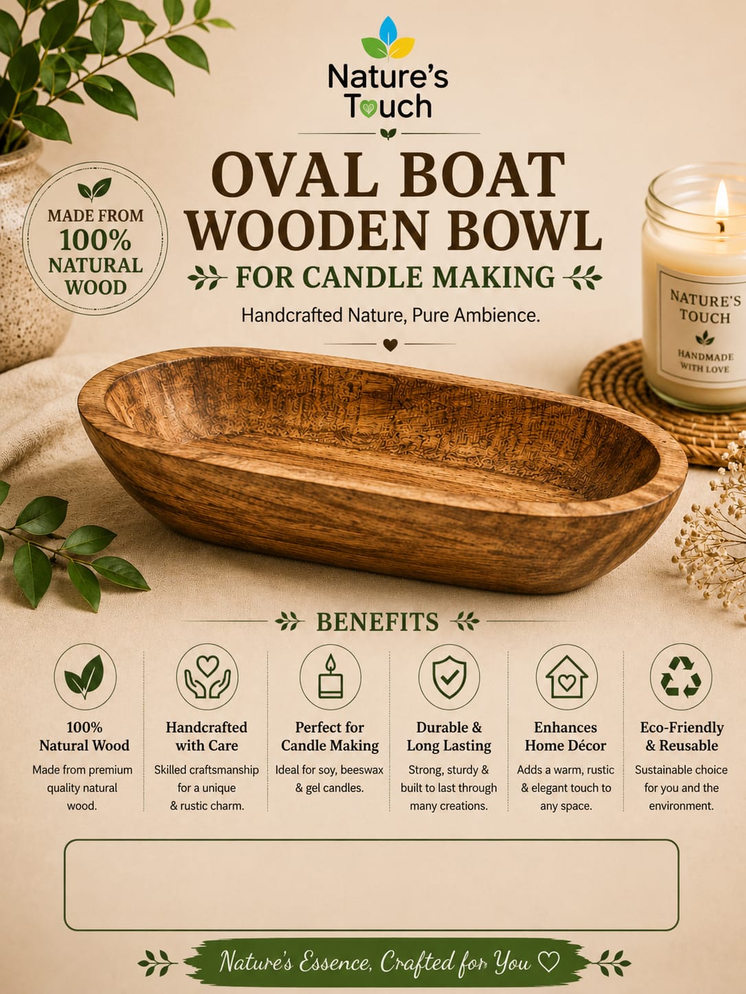 Nature's Touch Wooden Candle Moulds