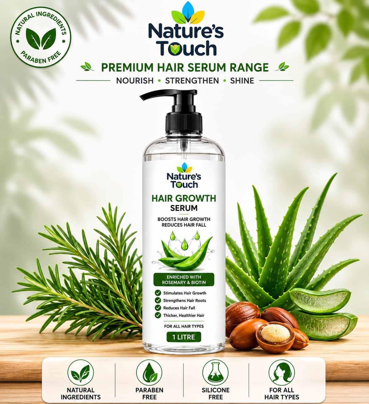 Natures Touch Hair Growth Serum | Redensyl, Biotin & Bhringraj