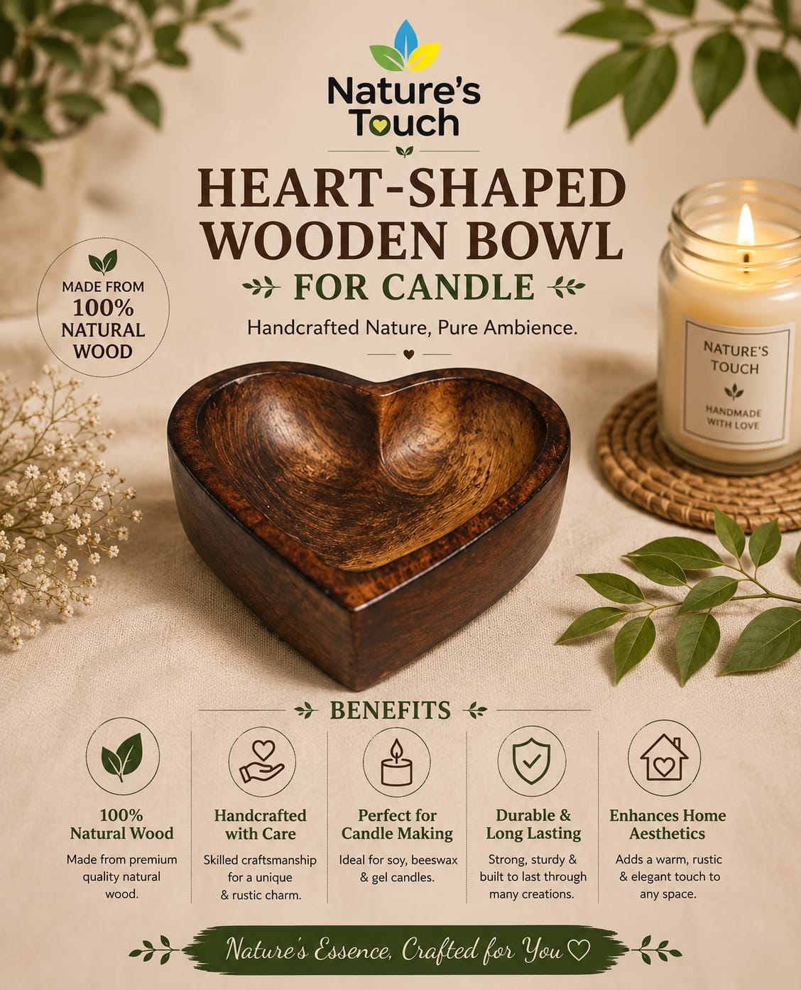 Nature's Touch Wooden Candle Moulds