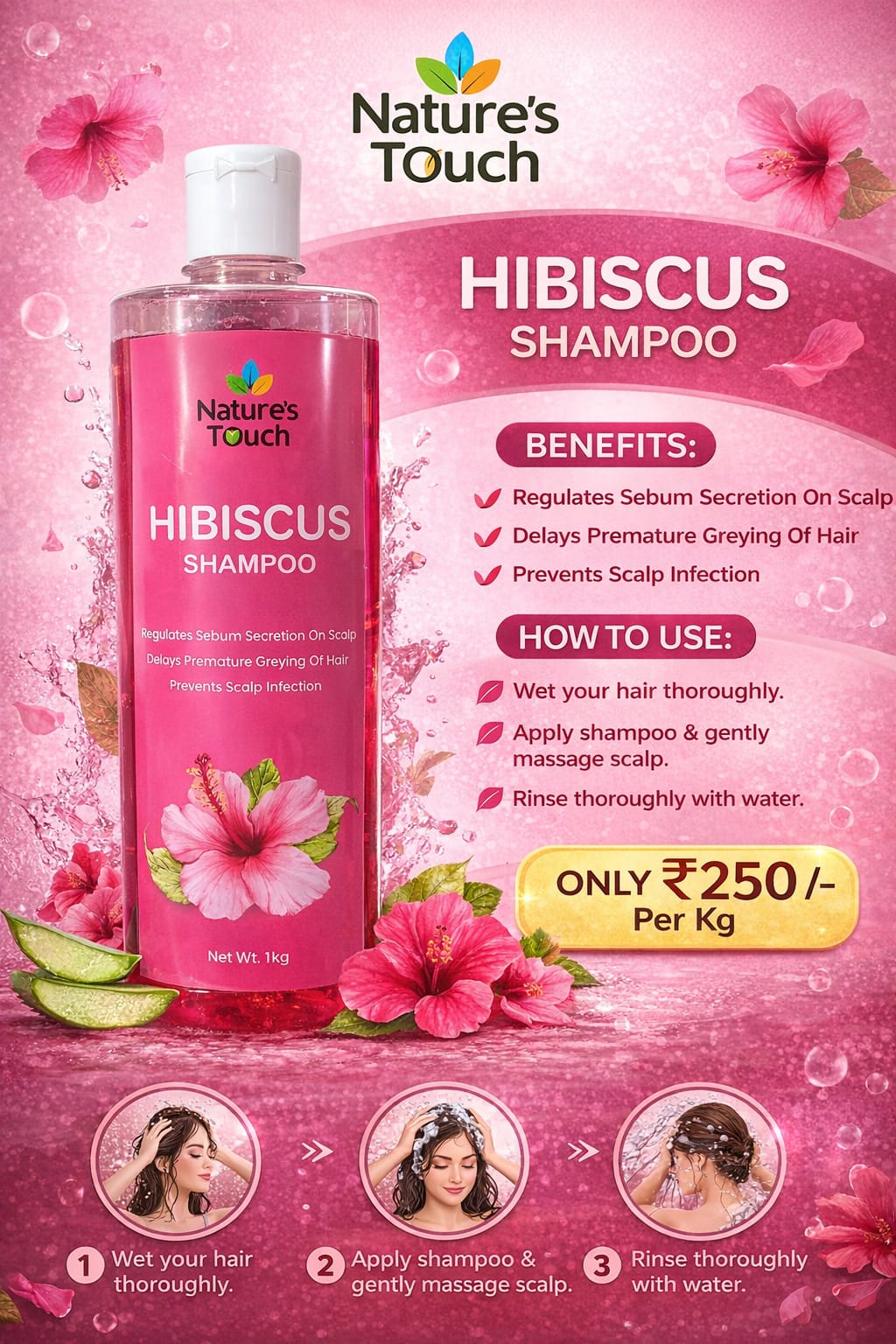 Natures Touch Hibiscus Shampoo | Natural Shine & Scalp Care