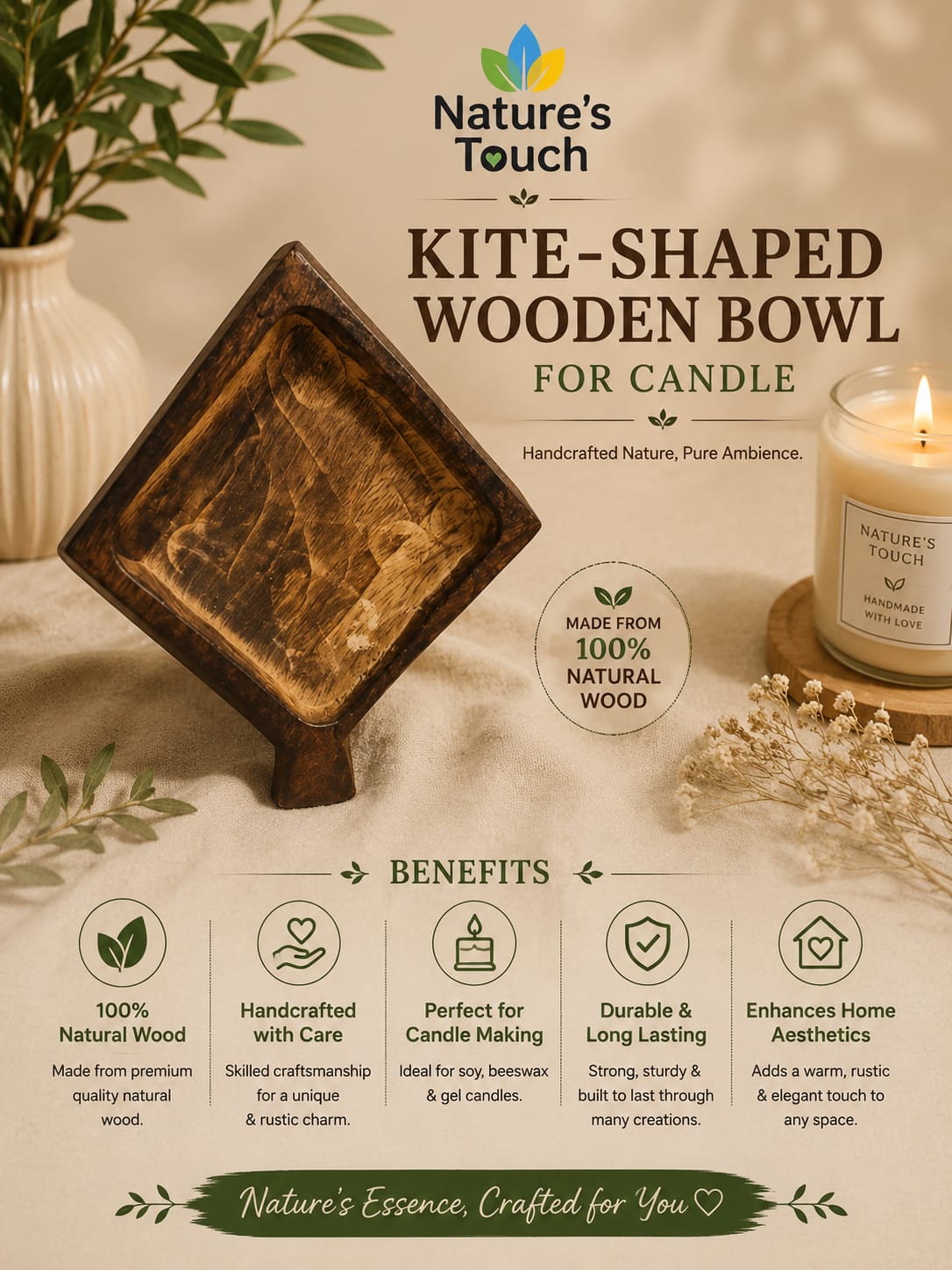 Nature's Touch Wooden Candle Moulds