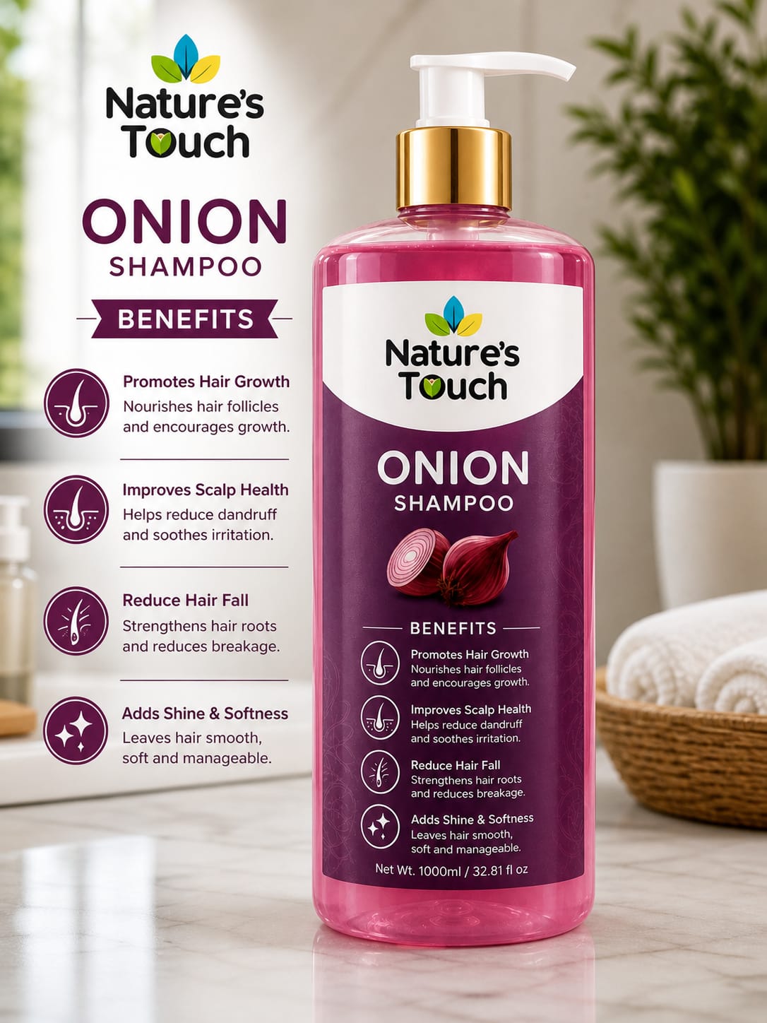 Natures Touch Onion Shampoo | Anti-Hair Fall & Root Strengthening