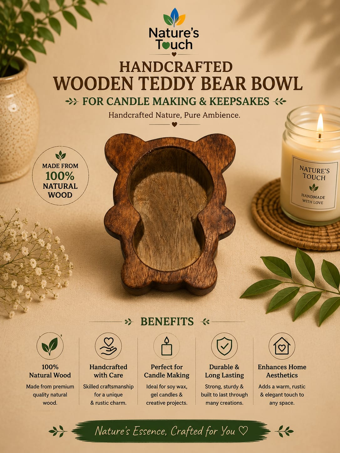 Nature's Touch Wooden Candle Moulds