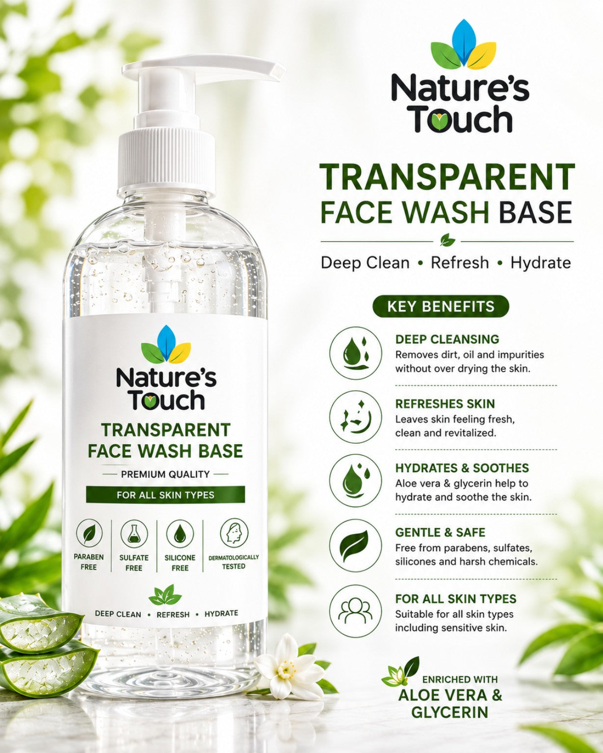 Transparent Face Wash Base - Sulphate-Free Bulk Raw Material for Clear Cleansing Gels