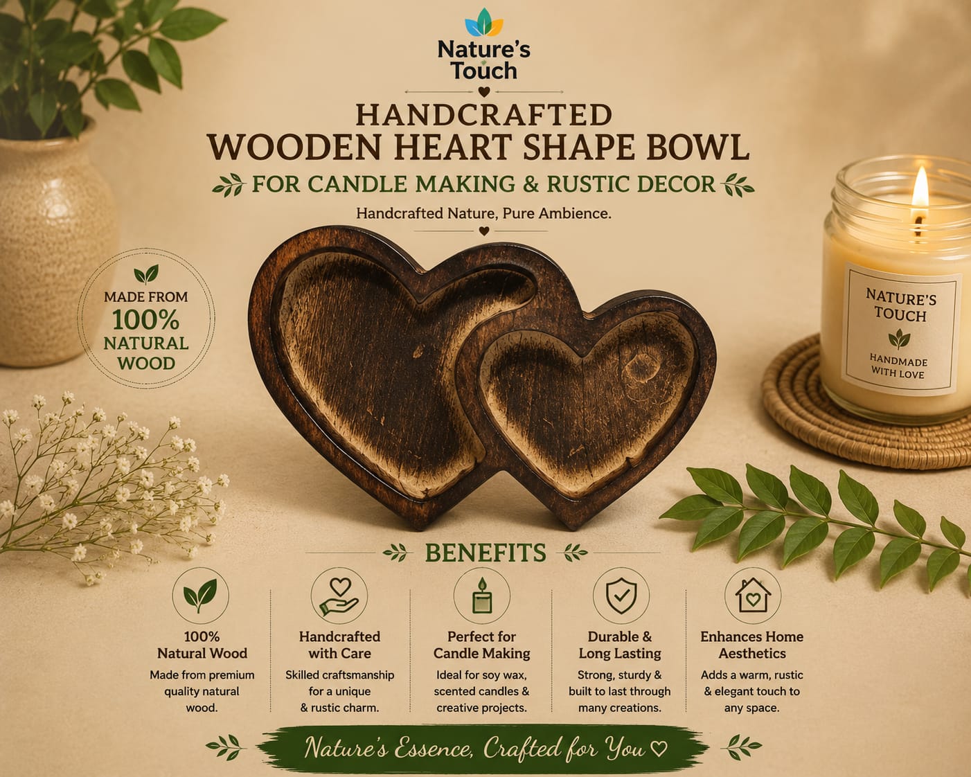 Nature's Touch Wooden Candle Moulds